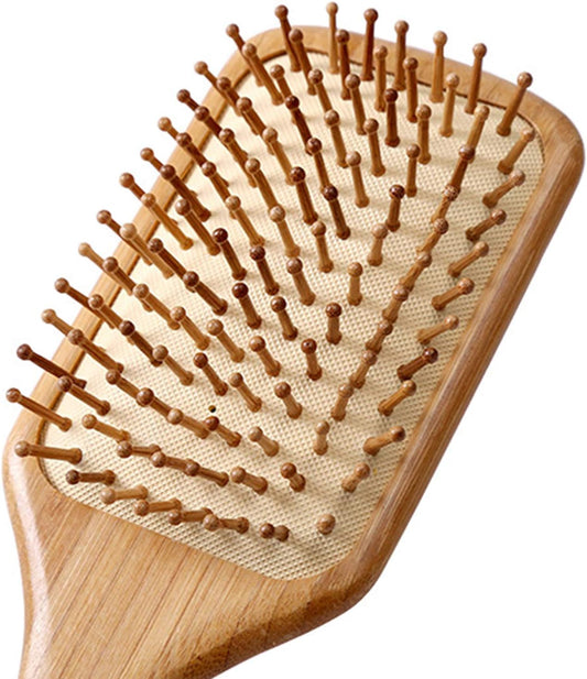 Paddle brush, hair brush, Made of pure natural bamboo, no paint coating, massage the scalp while combing hair to promote blood circulation, prevent static electricity