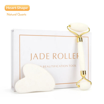 Natural Jade Roller & Gua Sha Set – Face and Body Massage for Skin Care