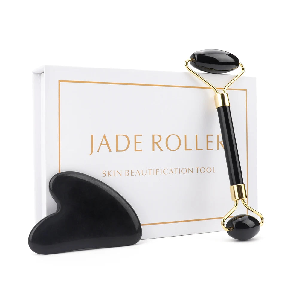 Natural Jade Roller & Gua Sha Set – Face and Body Massage for Skin Care