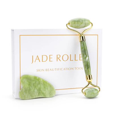 Natural Jade Roller & Gua Sha Set – Face and Body Massage for Skin Care