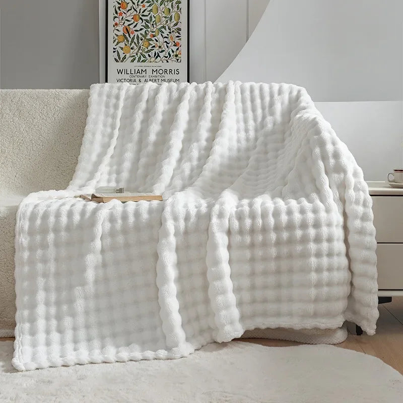 Bubble Rabbit Warm Plush Blanket – Soft, Cozy, and Versatile for Ultimate Comfort