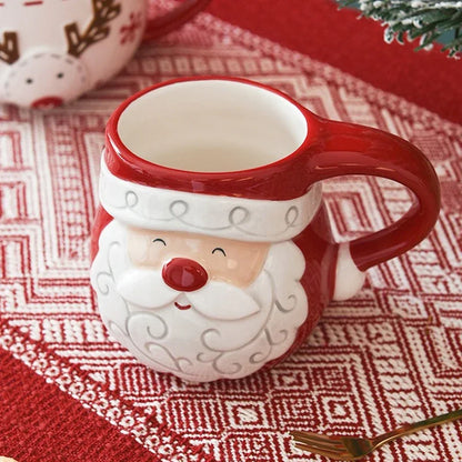 Captain Coast Christmas Mug – Santa Claus & Elk Cartoon Ceramic Coffee Cup