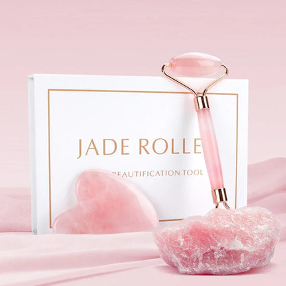 Natural Jade Roller & Gua Sha Set – Face and Body Massage for Skin Care