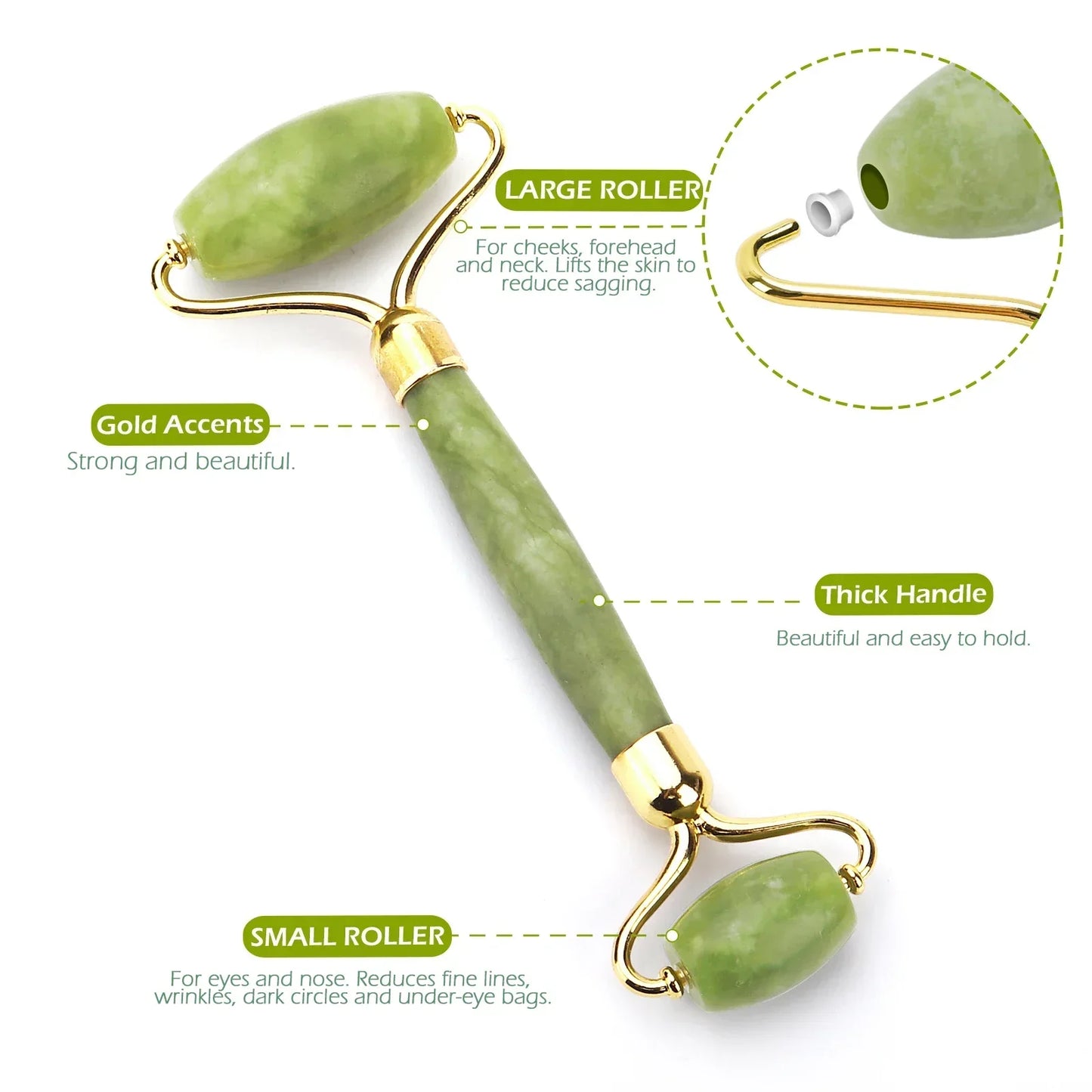 Natural Jade Roller & Gua Sha Set – Face and Body Massage for Skin Care